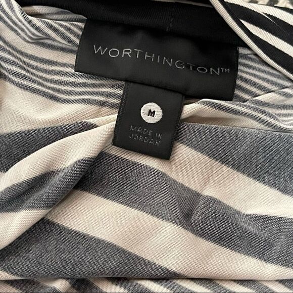 WORTHINGTON Black/Ivory Stripe Cowl Neck Top - Picture 4 of 6